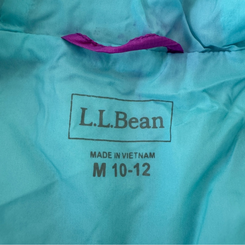 LL Bean Kids Girls Hooded Puffer Jacket Size M 10 12 Lightweight - Picture 12 of 15